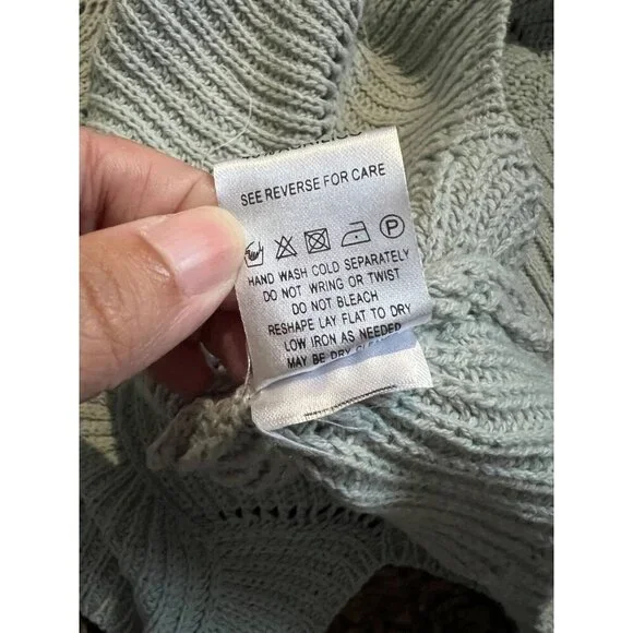 Miracle USA M/L Gray Knit Pullover Sweater Scalloped Hem Textured Wave Pattern - Picture 4 of 5